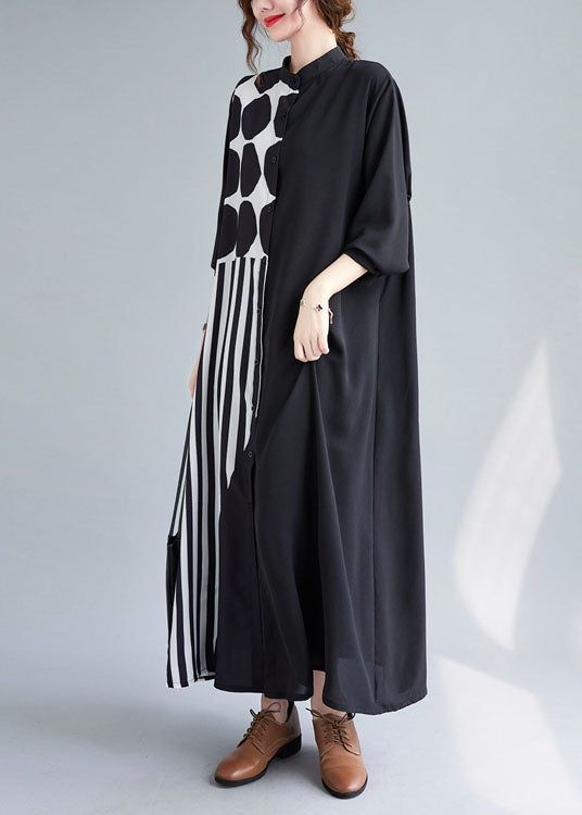 Boutique Schwarz Print Patchwork Urlaubskleider Frühling