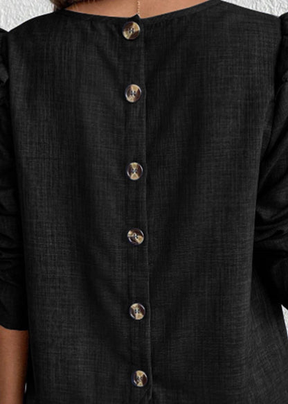 Boutique Black Ruffled Patchwork Button Shirts Long Sleeve