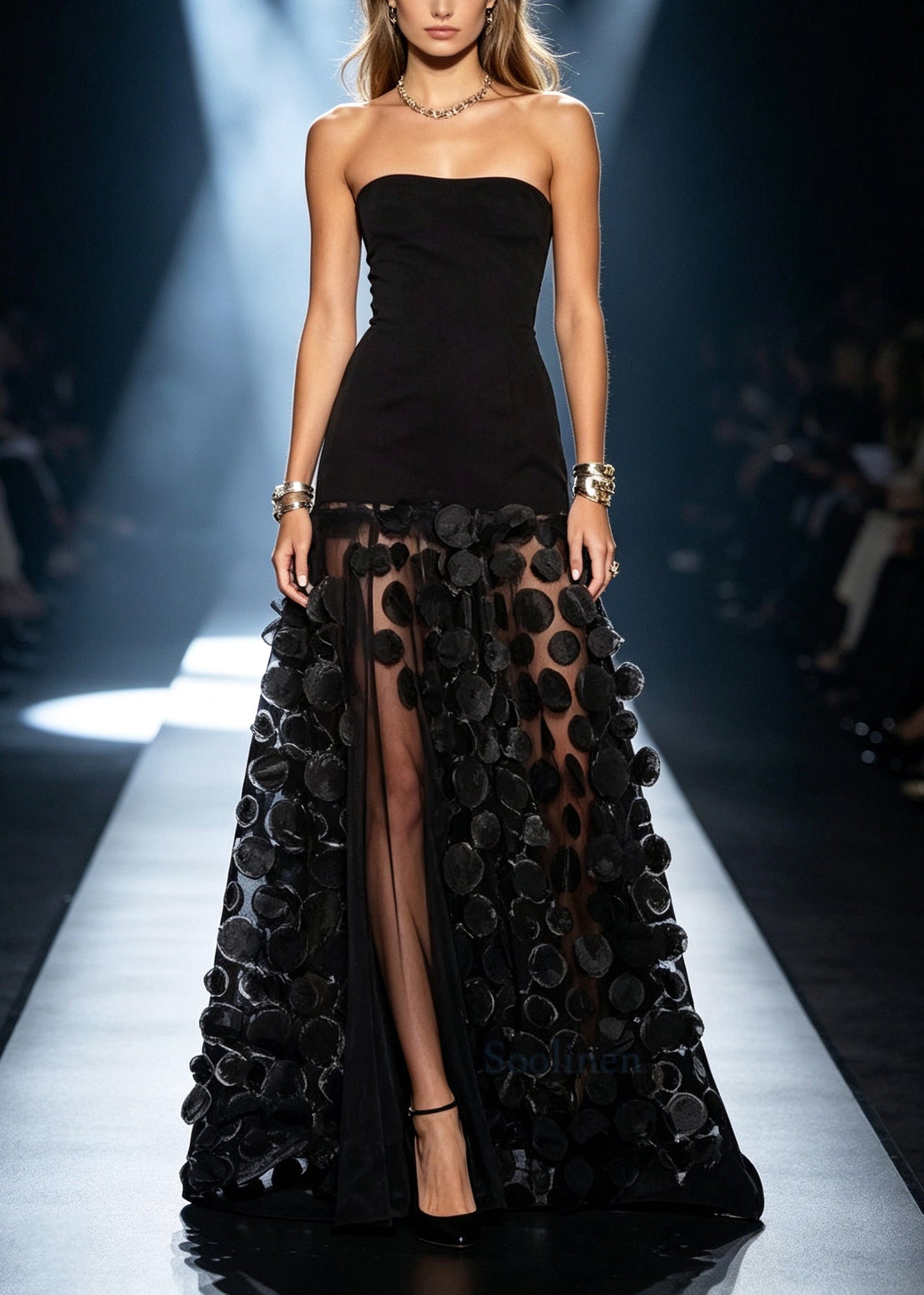 Boutique Black Strapless Patchwork Tulle Party Dresses Summer