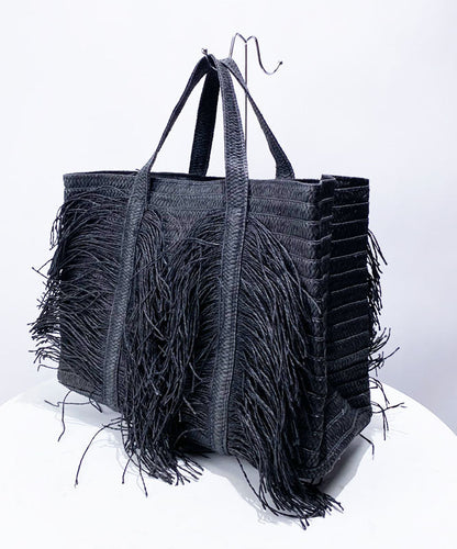 Boutique Schwarze Handtasche aus Kunstleder mit Quasten