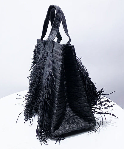 Boutique Schwarze Handtasche aus Kunstleder mit Quasten