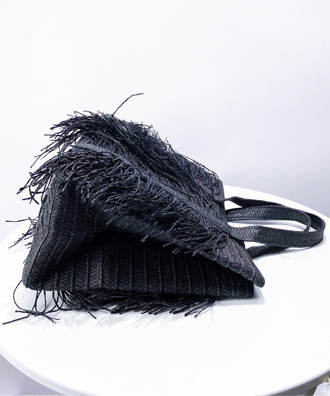 Boutique Schwarze Handtasche aus Kunstleder mit Quasten