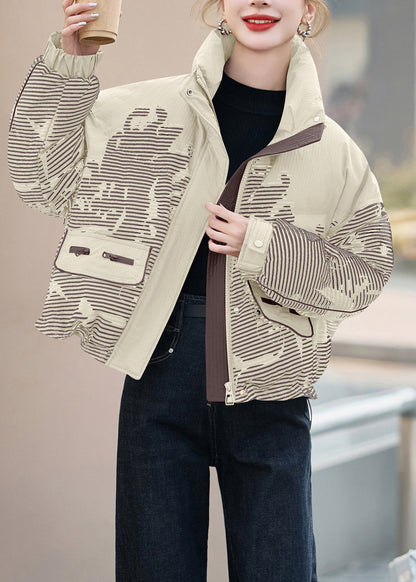 Chaqueta de plumón de pato a rayas con cremallera negra de Boutique para invierno