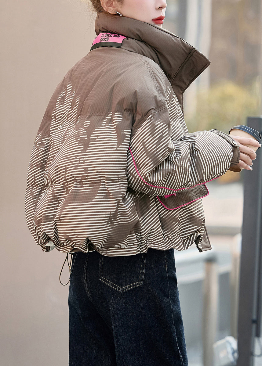 Chaqueta de plumón de pato a rayas con cremallera negra de Boutique para invierno