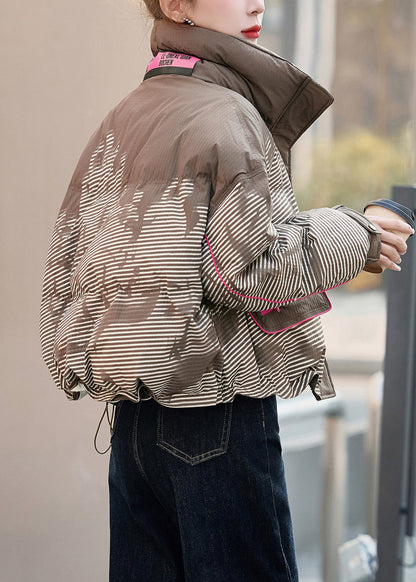 Chaqueta de plumón de pato a rayas con cremallera negra de Boutique para invierno
