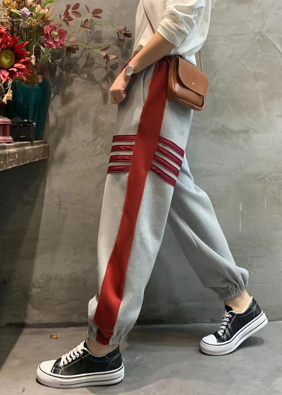 Boutique Schwarz elastische taille krawatte taille Taschen Patchwork strahl Hosen