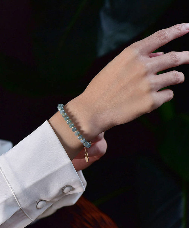 Boutique Blaues 14 Karat Gold Achat Kettenarmband