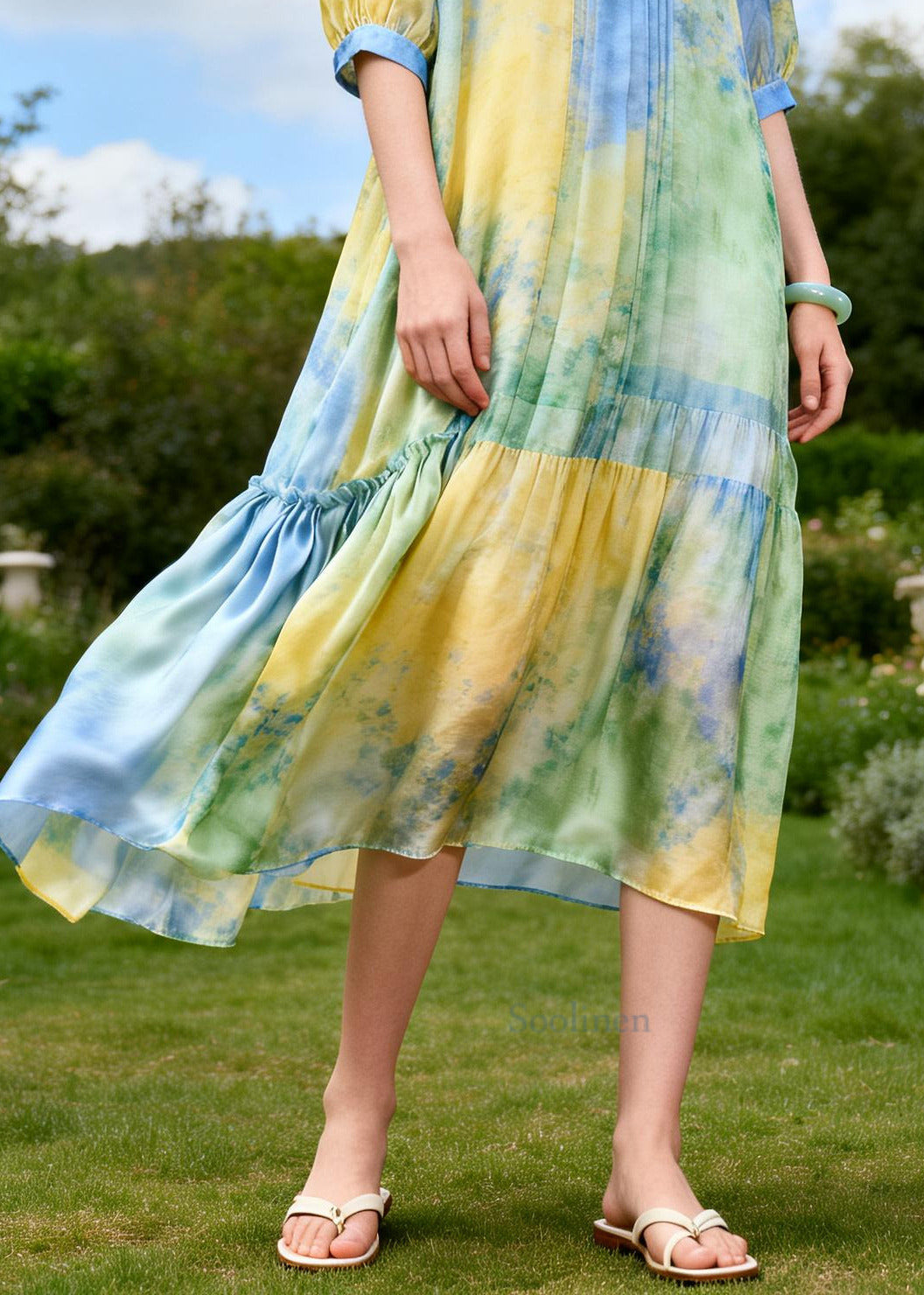 Boutique Blue Oversized Print Cotton Maxi Dress Summer