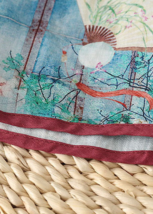 Boutique Blau Patchwork Print Leinen Hemd Tops Frühling