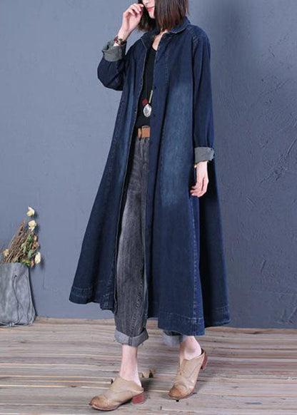 Boutique Blau Peter Pan Kragen Patchwork denim trenchcoats Frühling