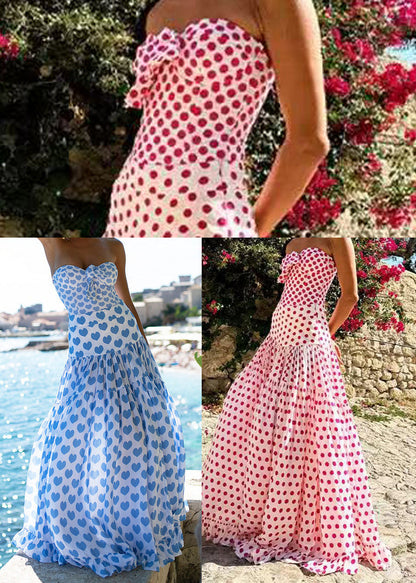 Boutique Blue Strapless Love Print Swimwear Two Piece Set Dress Summer
