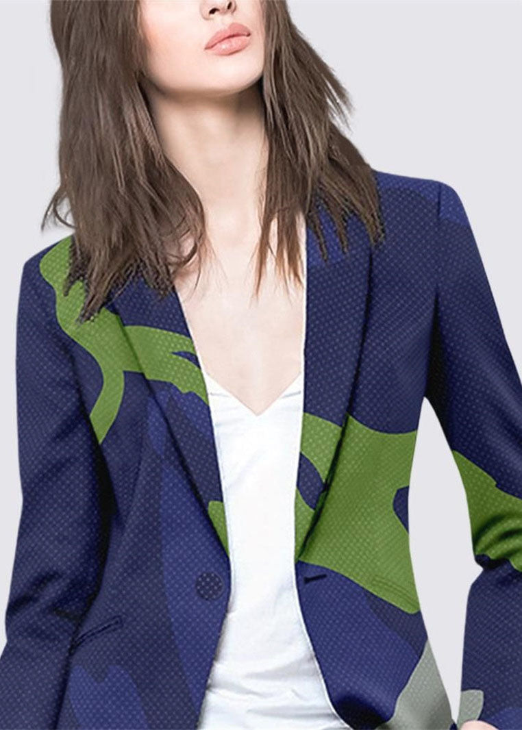 Boutique Blauer Mantel mit Peter-Pan-Kragen und langem Ärmel