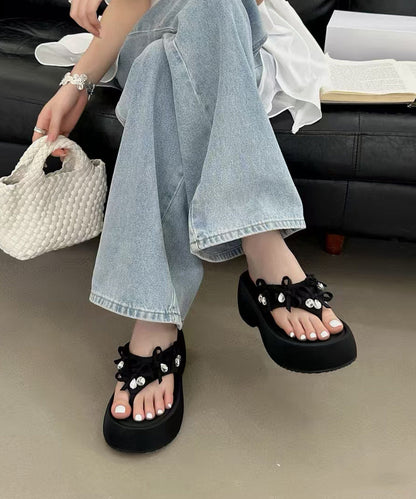 Boutique Bow Splicing Platform Flip Flops Yellow Faux Leather