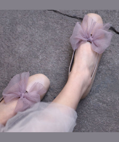 Boutique Brown Cowhide Leather Splicing Bow Penny Loafers