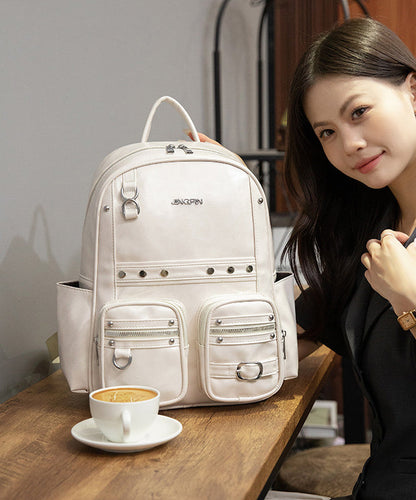 Mochila de piel sintética de gran capacidad en color marrón estilo boutique