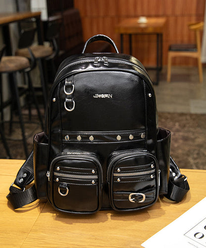 Mochila de piel sintética de gran capacidad en color marrón estilo boutique