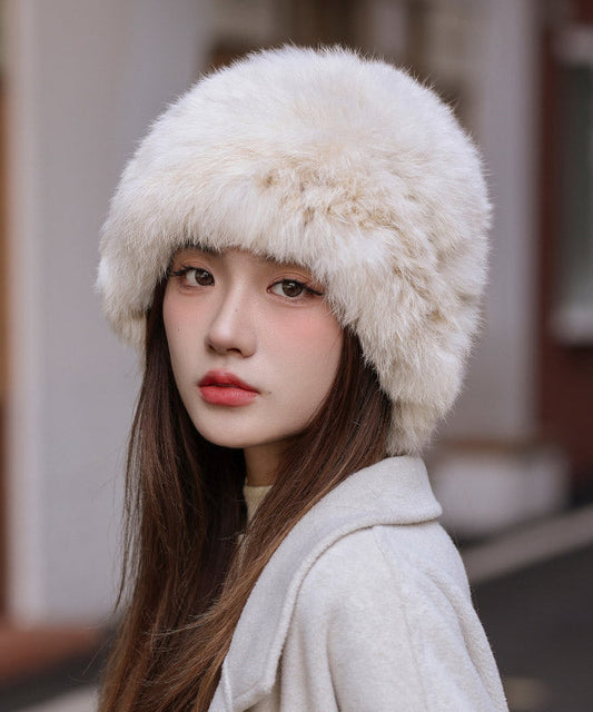 Sombrero de pescador cálido de invierno de pelo de conejo marrón de Boutique