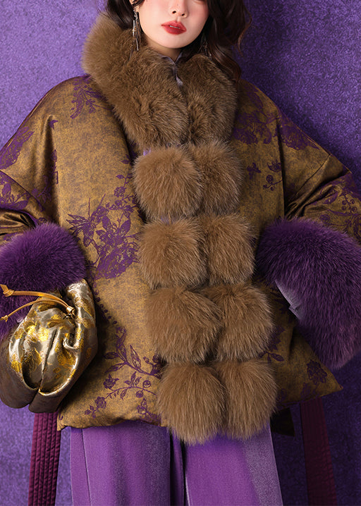 Boutique Brown Warm Fuzzy Ball Fox Hair Shawl