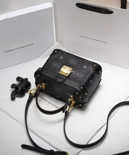 Minibolso Boutique de piel de becerro sólida, duradera, marrón y blanca