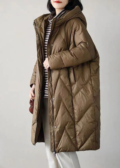 Boutique Chocolate Kapuzen-Kordelzugtaschen Entendaunen Pufferjacke Winter