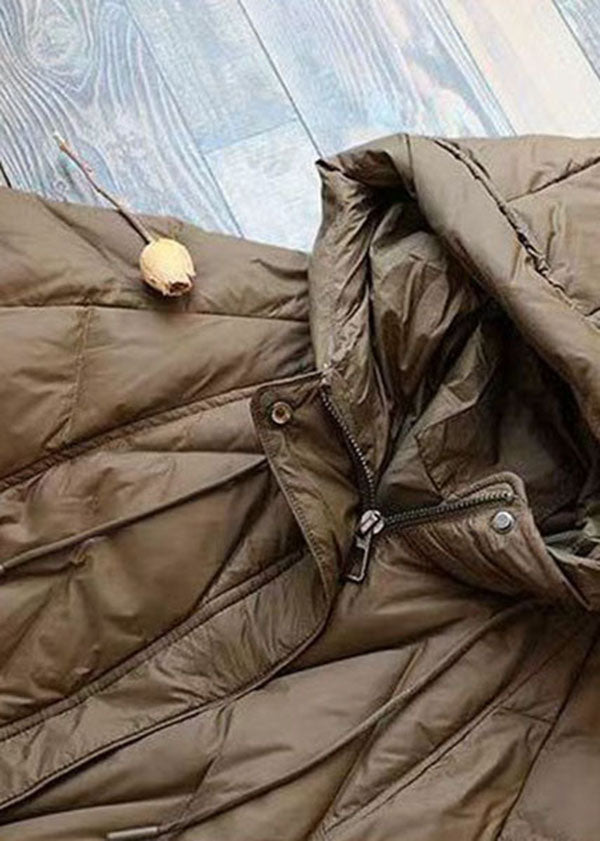 Boutique Chocolate Kapuzen-Kordelzugtaschen Entendaunen Pufferjacke Winter
