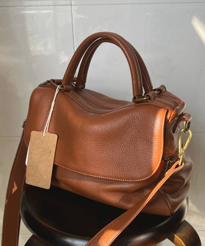 Boutique Coffee Large Capacity Calf Leather Tote Handbag