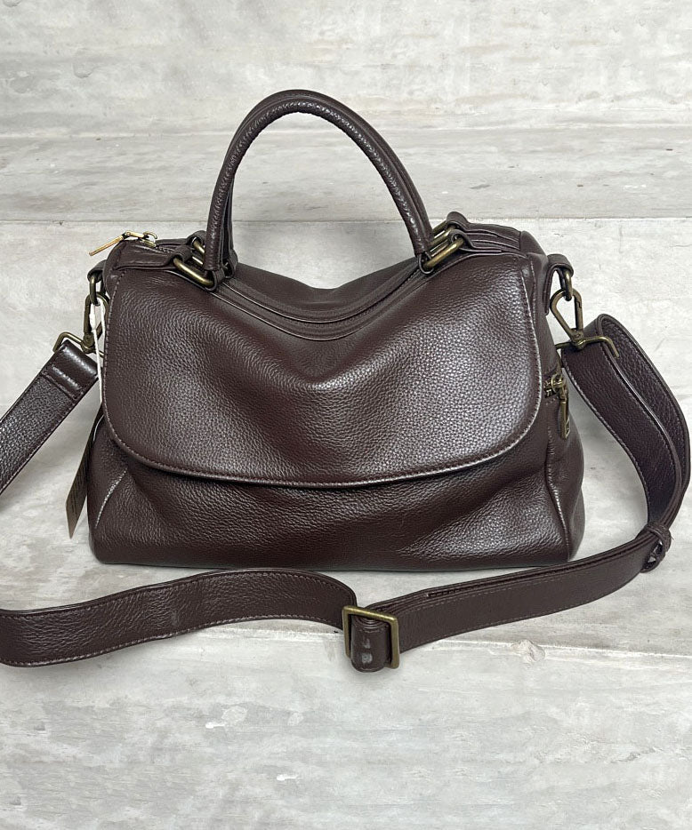 Boutique Coffee Large Capacity Calf Leather Tote Handbag