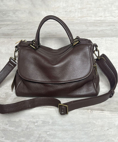 Boutique Coffee Large Capacity Calf Leather Tote Handbag