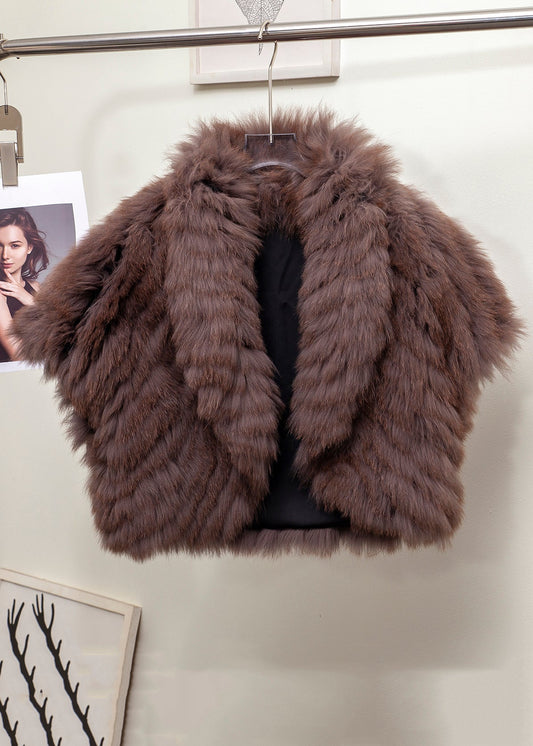 Abrigos cortos de piel y cuero con cuello Peter Pan de Boutique Coffee para invierno