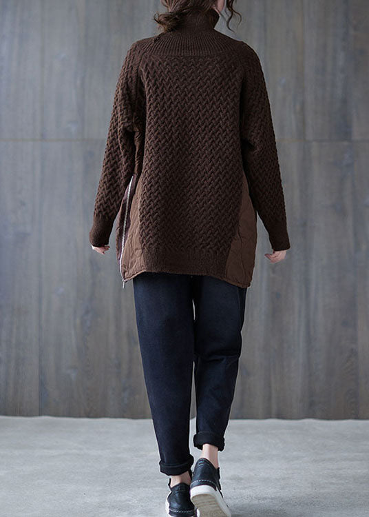 Boutique Schokolade Rollkragen Patchwork Strickpullover Frühling