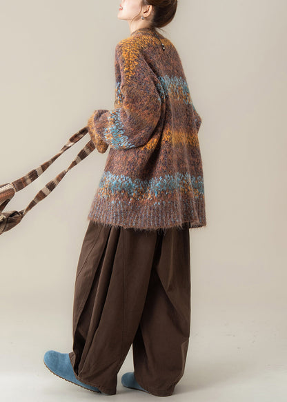 Boutique Coffee V Neck Sweater Coat T Shirt Pants 3 Piece Outfit Winter