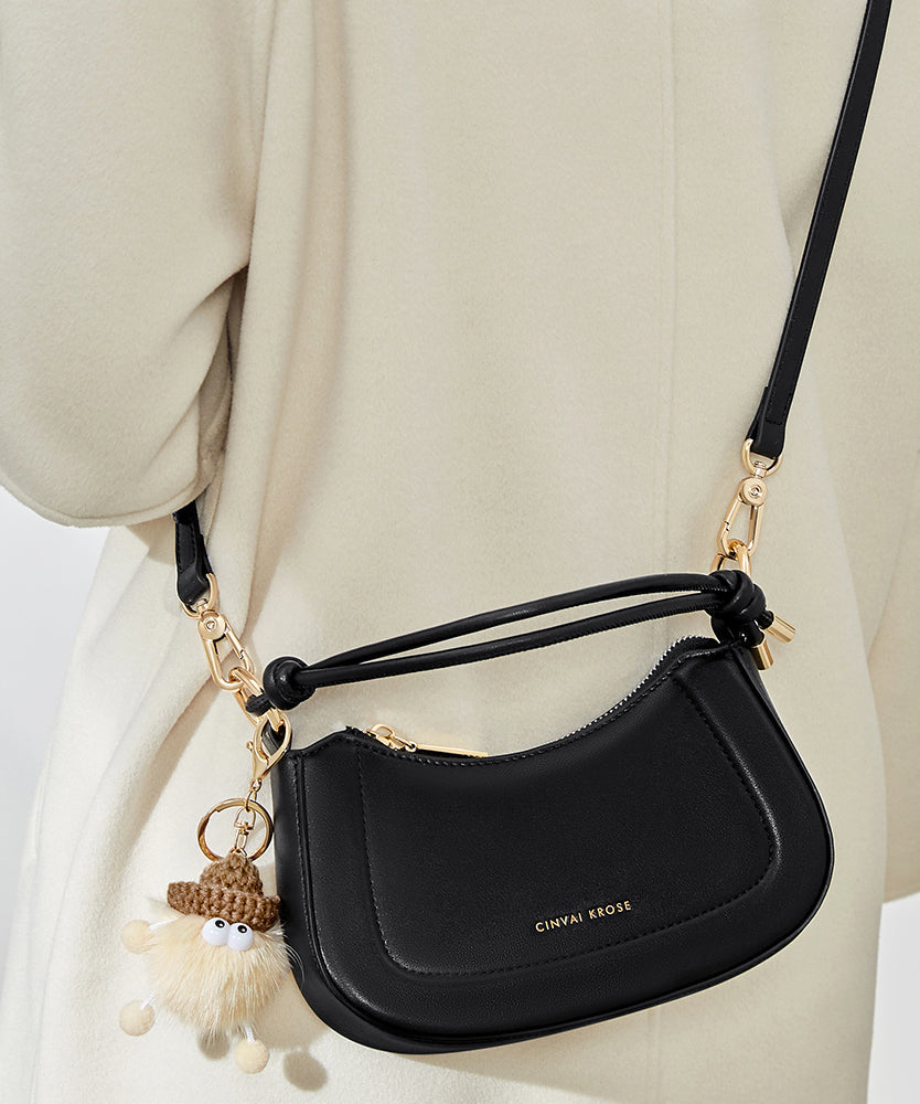 Boutique Coffee Versatile Durable Calf Leather CrossBody Bag