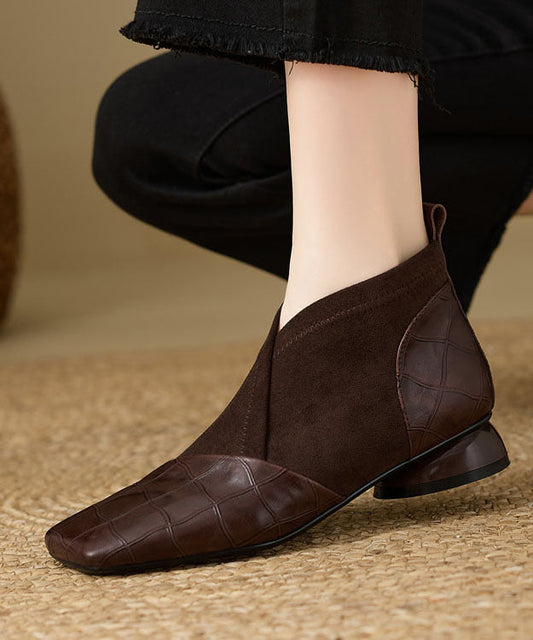 Boutique-Ankle-Boots mit geprägten Ziernähten aus schwarzem Rindsleder