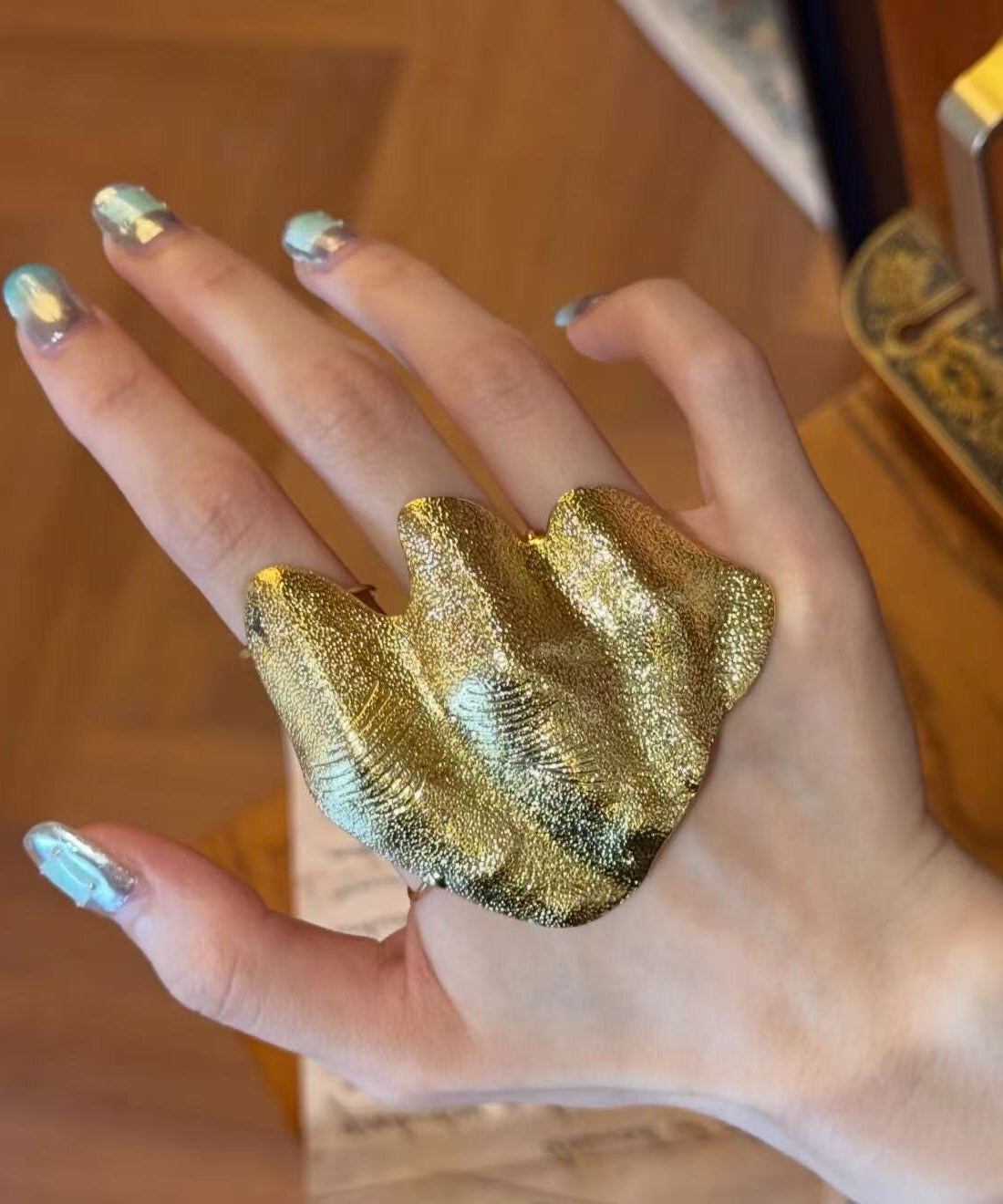 Boutique Gold Alloy Asymmetrical Wrinkled Rings