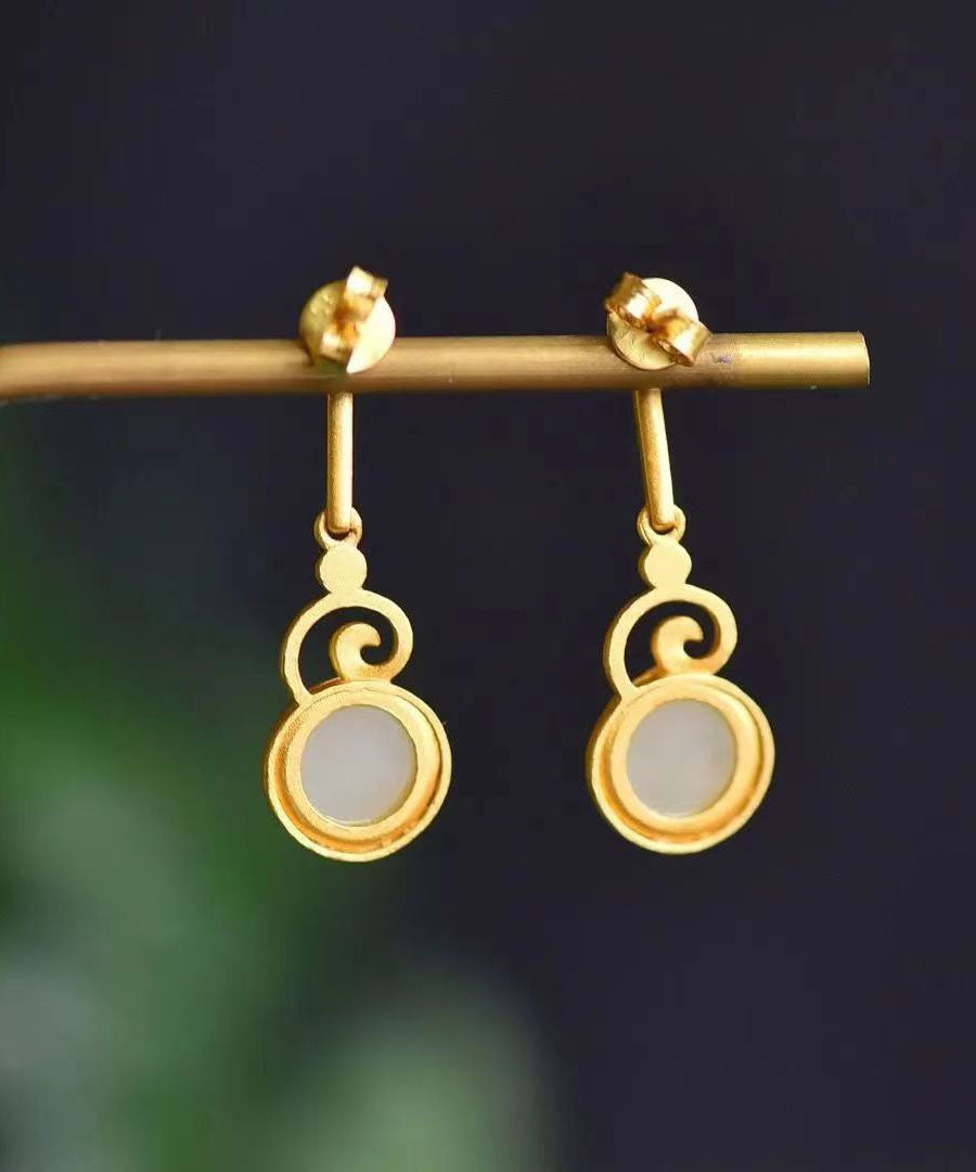 Pendientes colgantes de calabaza Xiangyun de jade dorado antiguo de Boutique Gold