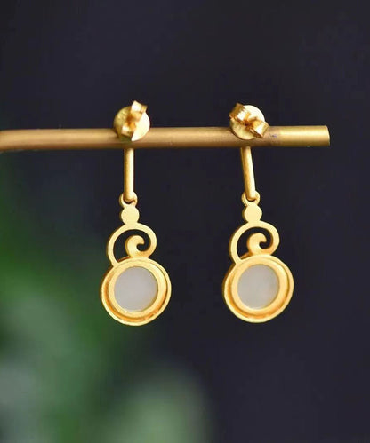 Pendientes colgantes de calabaza Xiangyun de jade dorado antiguo de Boutique Gold