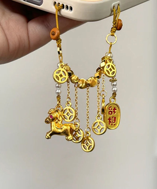 Boutique Gold Copper Pearl Foal Beading Phone Chains