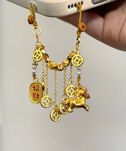Boutique Gold Copper Pearl Foal Beading Phone Chains