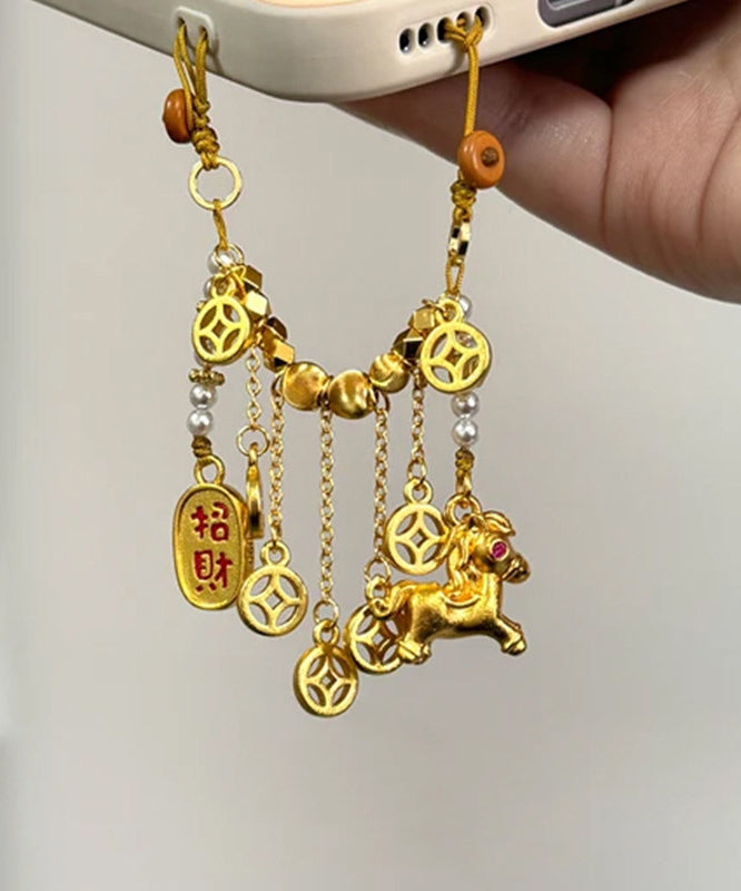 Boutique Gold Copper Pearl Foal Beading Phone Chains
