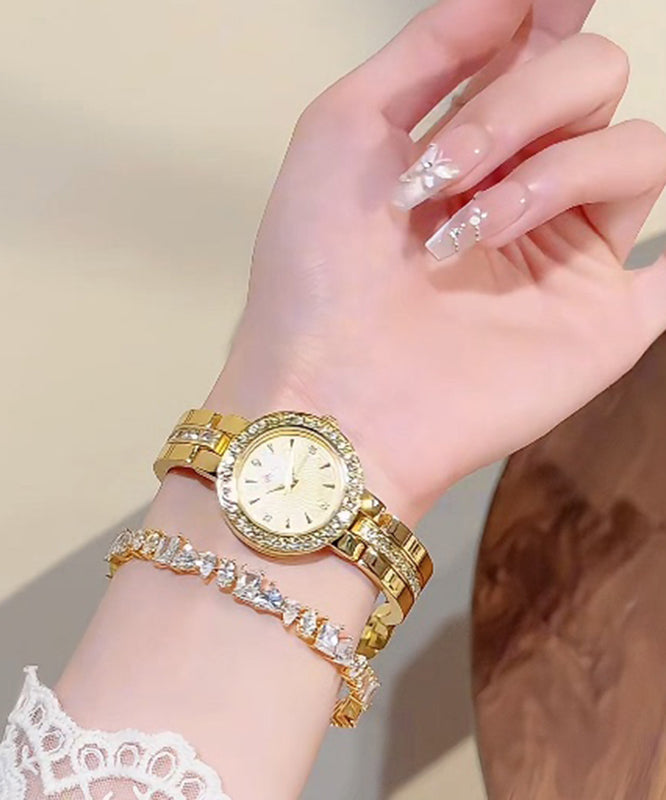 Boutique Gold Metal Zircon Quartz Movement Watches