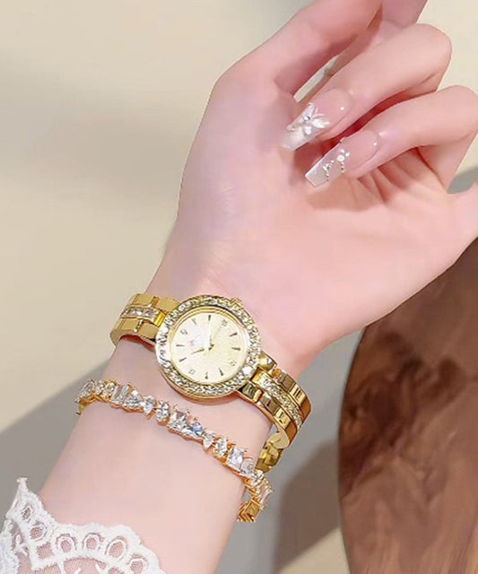 Boutique Gold Metal Zircon Quartz Movement Watches