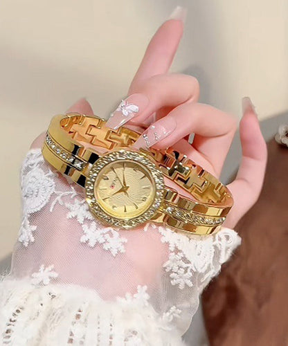 Boutique Gold Metal Zircon Quartz Movement Watches