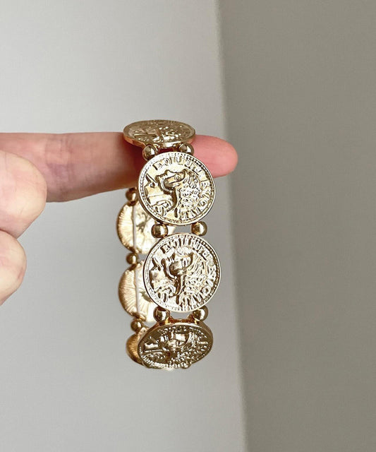 Boutique-Armreif aus Gold, Sterlingsilber, Legierung und Kupfermünze