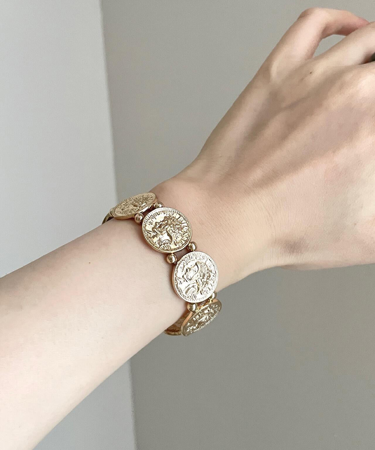 Boutique-Armreif aus Gold, Sterlingsilber, Legierung und Kupfermünze