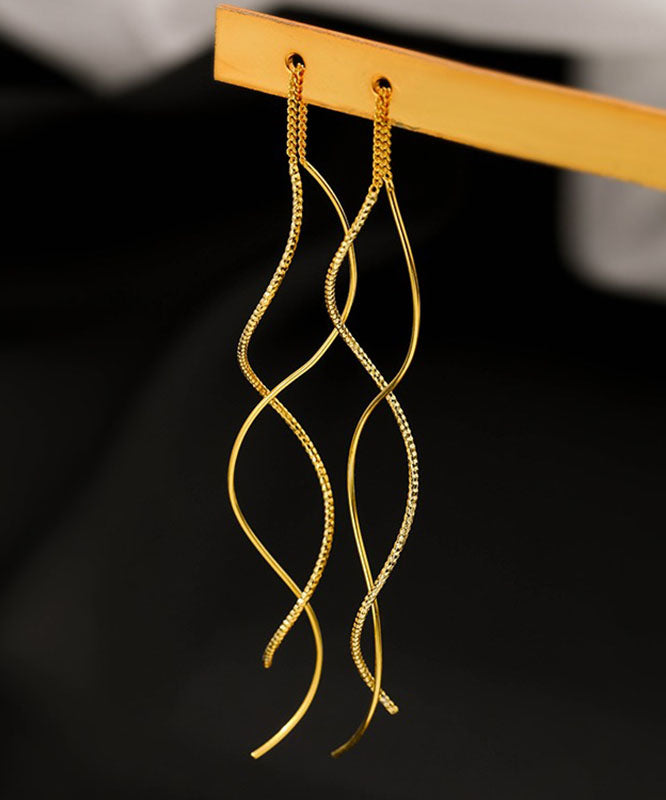 Boutique Gold – Vergoldete, wellenförmige Tropfenohrringe aus Sterlingsilber