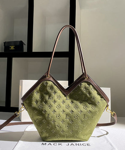 Boutique Green Calf Leather Embossed Shoulder Bag