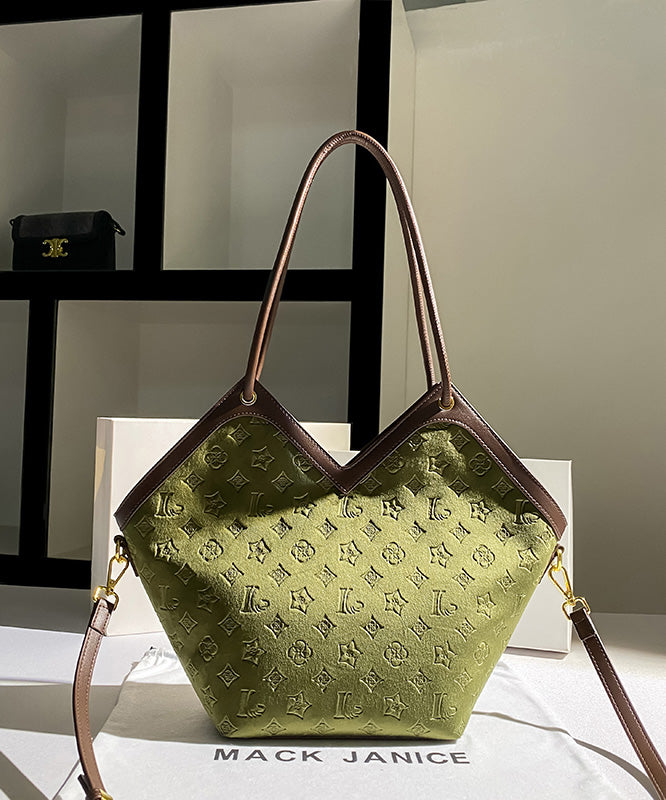 Boutique Green Calf Leather Embossed Shoulder Bag