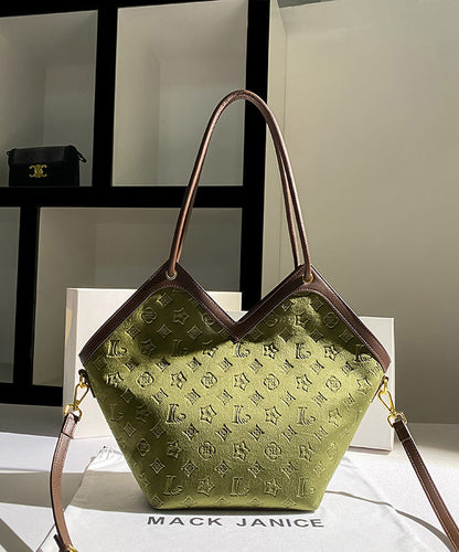 Boutique Green Calf Leather Embossed Shoulder Bag