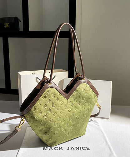 Boutique Green Calf Leather Embossed Shoulder Bag