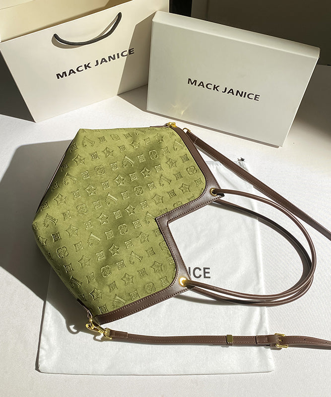 Boutique Green Calf Leather Embossed Shoulder Bag